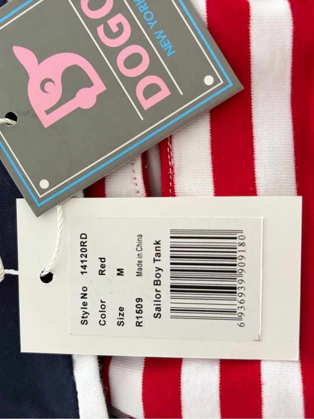 DOGO Pets Size M Red & White striped Sailor Boy/Girl Tank NY tee NWT - Picture 4 of 5
